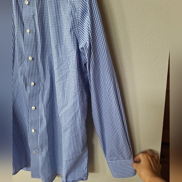 Eton Contemporary Fit Mens Blue/white Gingham. Button Down Size 40 15 3/4 - Picture 3 of 7